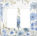 Decorative Outlet Covers Blue Floral Hydrangea Watercolor Wildflower 2 Gang Light Switch Cover Plate Double Rocker Wall Plate Gfci Switch Plate Covers Plug Faceplate for Bathroom Decor by JOOJIAO
