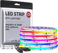 BTF-LIGHTING RGB WS2811 Smart IC FCOB COB LED Strip, UL Listed 576LEDs/m High Density Color Chasing Uniform Light, DC24V 24FT 10mm Width Tape Light for Home Party DIY Decor(No Adapter or Controller) by BTF-LIGHTING