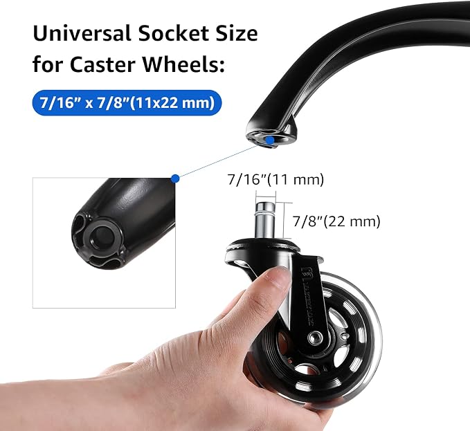 MASTERY MART Heavy Duty Office Chair Base Replacement, 2500 Lbs, 28"(70 cm), Metal Desk Chair Base Replacement Parts with Universal Gas Cylinder Hole and Casters Sockets, Matte Black - Image 4
