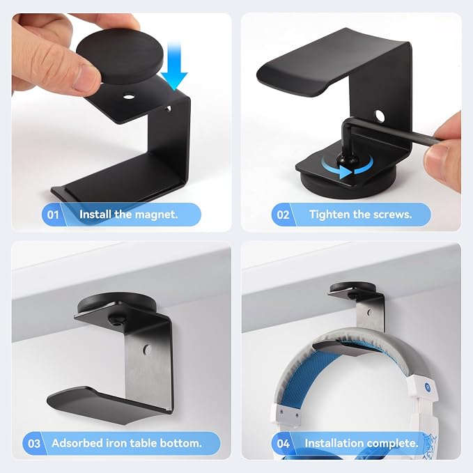 Magnetic Headphone Holder, Aluminum Headset Hook - Image 4