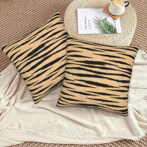 Pillowcase Set of 2 Tiger Animal Stripes Print Throw Pillow Covers Shells for Couch Office Bedroom Home Decoration, 20"X20" - Image 5