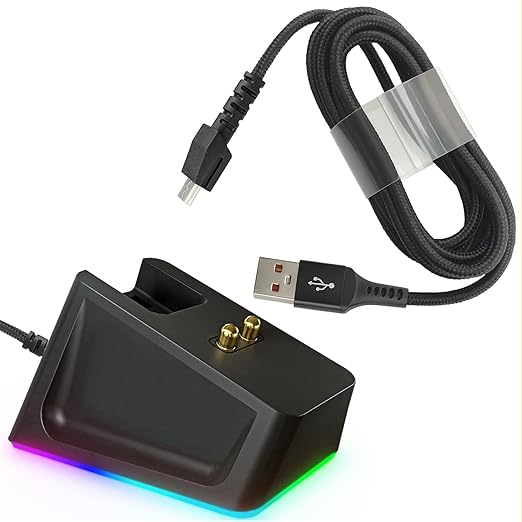Charging Dock with 4.9Ft USB Charging Cable Fits for Razer Naga Pro/DeathAdder/Basilisk/Viper Ultimate Gaming Mouse,Magnetic Dock with Charge Status Indicator and Anti-Slip Sticker by REEYEAR