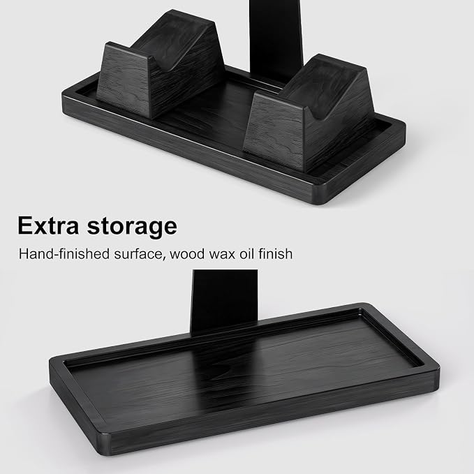 UPERGO Headphone and Headset Stand with Controller Holders Gamer Gifts | Solid Wood, Holds 2 Controllers, Storage Tray for Gaming Room Decor, Compatible with PS5 and Xbox - Image 5
