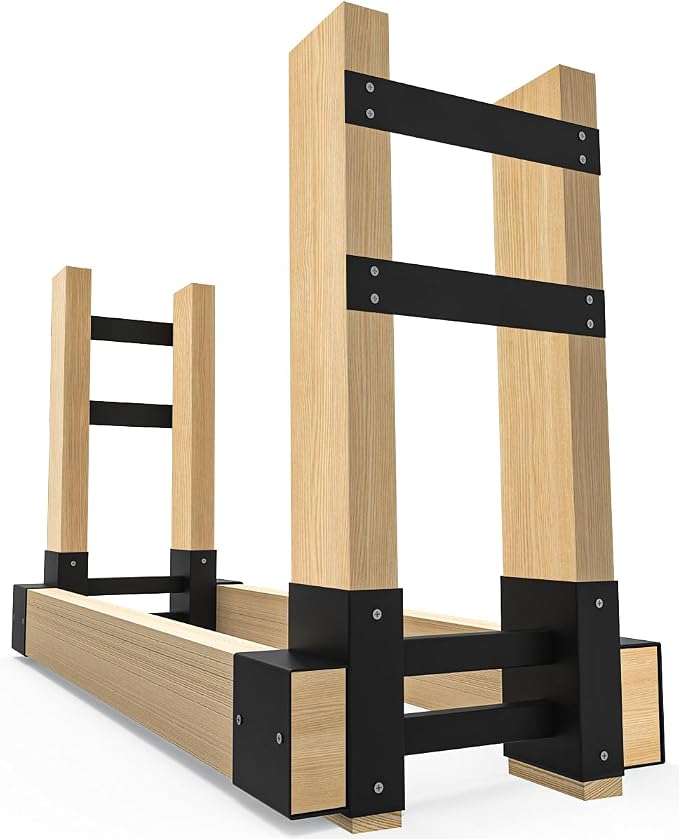 Outdoor Firewood Rack Bracket Kit for 2x4 lumber, Black, 1 Pair by Fiwithy