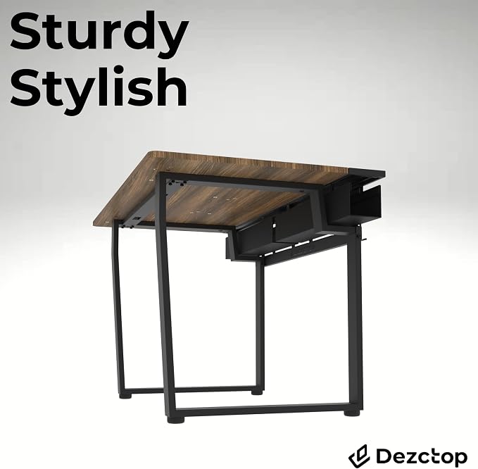 Dezctop Bifrost 120 47W x 28D Gaming PC Computer Desk with Shelves, Large Workstation for Gamers or Home Office with Pegboard, Built-in Cable Management, Stainless Steel Frame (Walnut) - Image 6