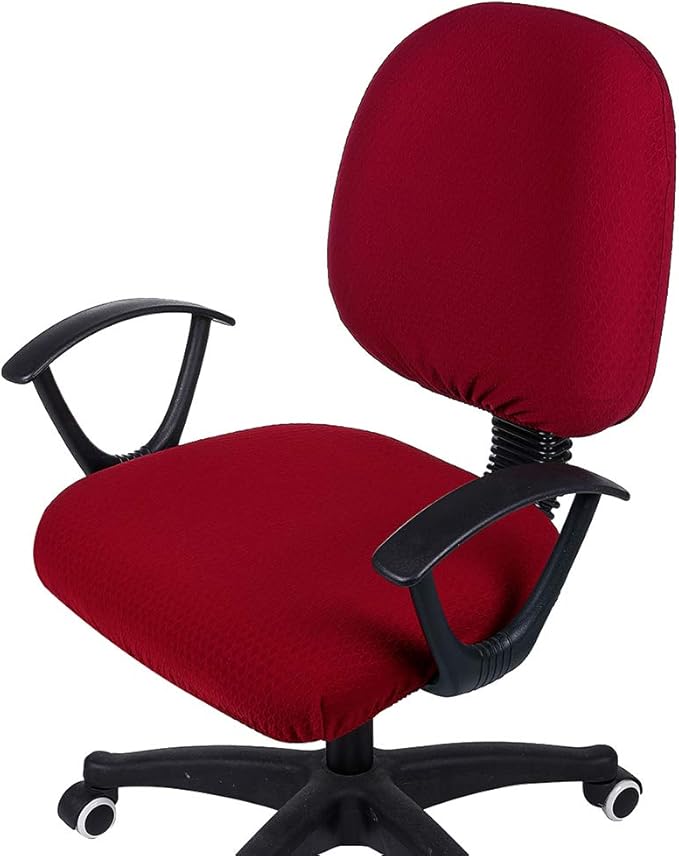 Smiry Office Computer Chair Covers for Desk Rotating Chair Protector | Stretch Jacquard Removable Washable Universal Slipcovers, Seat + Backrest Cover, Wine Red by Smiry