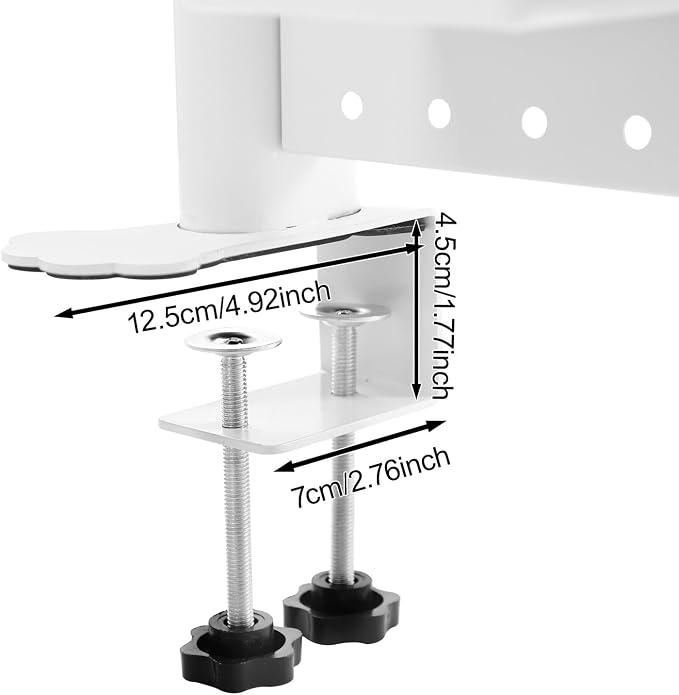 Desk Pegboard, Clamp On Desk Organizer Shelf, Desktop Bookshelf Storage Shelves, Privacy Panel for Home Office Dorm Gaming Desk, Carbon Steel, 39.4" x 37.4", White - Image 5