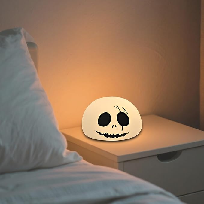 Cute Creative Christmas Skeleton Face Silicone Tap Light - Battery Powered, Multi-Color Changing, Safe and Soft for Indoor Holiday Decoration (White Skellington) - Image 9