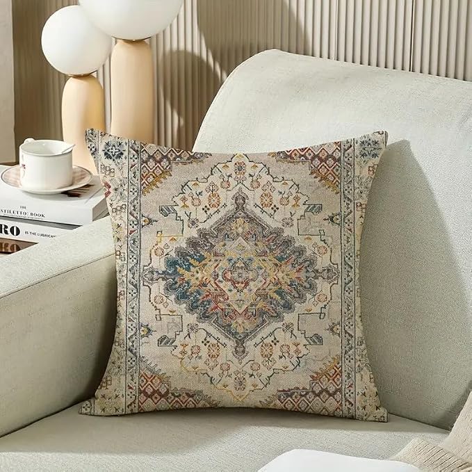 Decorative Throw Pillow Covers with Sleeping Cat Design, 18x18 Pillows Linen Pillowcase Square Cushion Cases, Set of 2 - Image 3