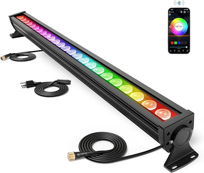 168W Programmable RGB+CCT LED Wall Washer Light Bar, Plug N Play Linkable by ATCD