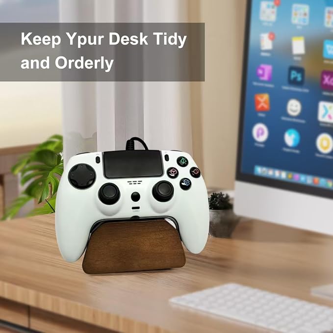 Solid Wood Gamepad Stand, Controller Holder for PS4 PS5 Xbox | This holder tidies gaming desk, fits most controllers, nice decor, ideal gift for father, son & boyfriend - Image 4