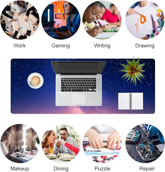 QiyI PU Leather Large Mouse Pad, Office Decor, 31.5" x 11.8", Starry Sky | Desk Décor Accessories, Extended Size, Waterproof & Easy to Clean, Smooth Surface, Non Slip Desk Organization - Image 7