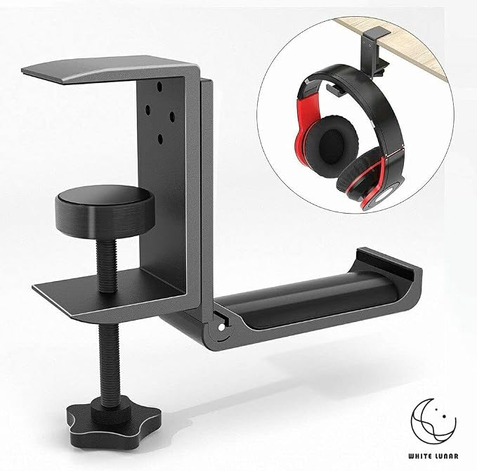 Under Desk Headphone Hanger, Foldable Aluminum Headset Hook for Clean Desk Setup, Space Saving Clamp Mount for Gaming & Home Office - Image 5
