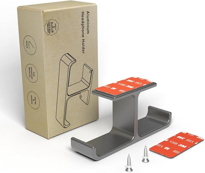 All Aluminum Headset Headphone Stand Hanger Under Desk Designed [Patented] Headphone Holder Hook by Strong Adhesive & Screws,PC Gaming Accessories Compatible with PC Gaming DJ Headsets,Silver - Image 8