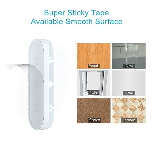 INCHOR Cord Organizer, Clear Cable Clips Cable Management, Cable Organizers USB Cable Holder Wire Organizer Cord Clips, 2 Packs Cord Holder for Desk Car Home and Office (5, 3 Slots) - Image 4