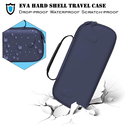 ADVcer Rog Ally X Handheld Case, EVA Waterproof Hard Shell Protective Travel Case with Internal Collapsible Game Console Stand, Velvet Soft Lining, Double Zipper, Carrying Handle for Rog Ally X (Blue) - Image 2