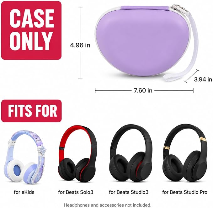 ANKHOH Kids Headphone Case for eKids, for Beats Solo4 Headphones, Purple - Image 2