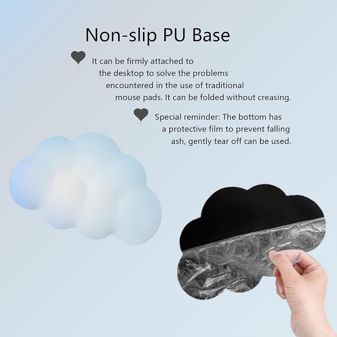Blue Cloud Mouse Pad and Keyboard Wrist Rest 4PCS Extended Large Stars Desk Mat Pad Set Memory Foam Non-Slip Ergonomic Cute Gaming Mouse Pad Wrist Support for Computer Laptop Home Office - Image 5