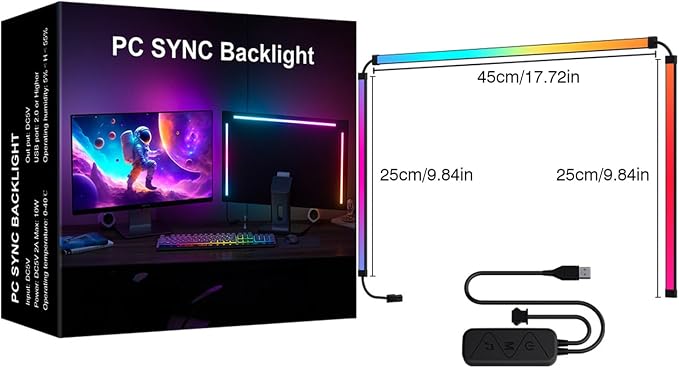 HURRISE RGB Phantom Ambiance Display LED Light Bar, Music Rhythm Dynamic Light Synchronization Color Dynamic Mode Music Mode Light Strip, Enhancing Gaming Experience (32inch) - Image 7