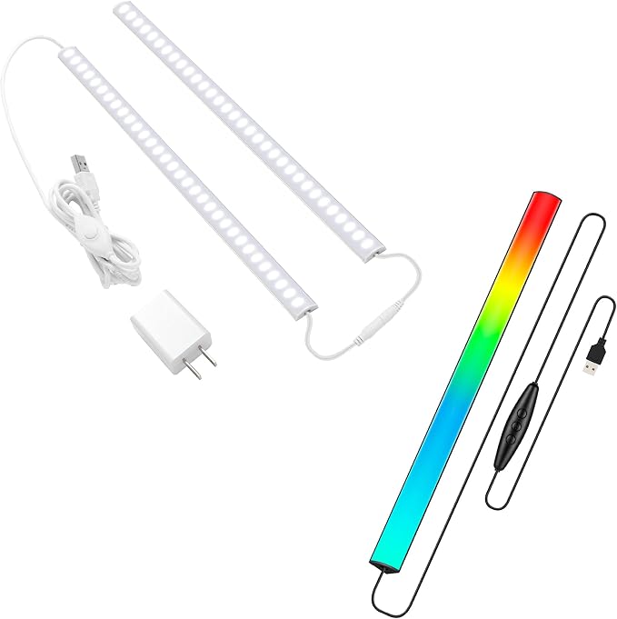 JUSJUBR 2pcs 12 Inch Plug-in Under Cabinet Lights and RGB Under Monitor Gaming Light by Jusjubr
