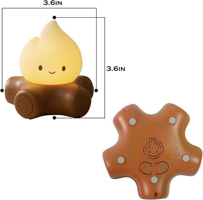Cute Fake Campfire Lamp with White Noise, 5 Soothing Sounds & Flickering Flame Light, Rechargeable Portable Night Light for Sleep, Relaxation, Camping Decor & Gifts (White Noise Version) - Image 2