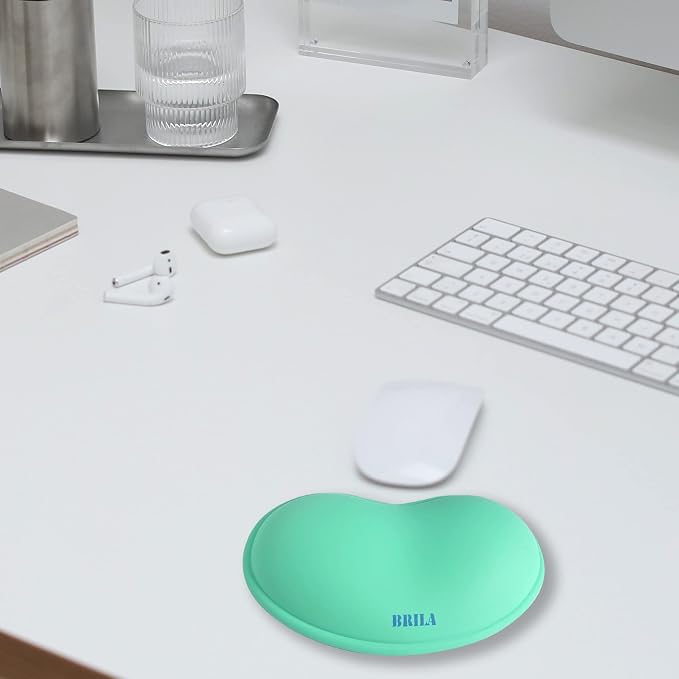BRILA Ergonomic Silicone Mouse Wrist Rest, Cooling Silica Gel PU Leather Mouse Wrist Support Pad for Office Work and Laptop Computer Gaming (Aquamarine Leather) - Image 7