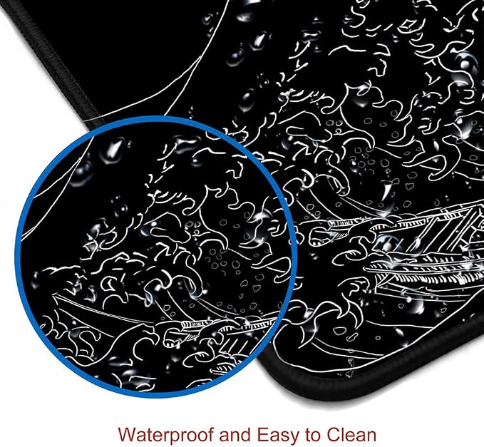 Gaming Mouse Pad, Large Mouse Pads for Desk, Non-Slip Rubber Base Mousepad, Keyboard Mouse Mat, Desk Pad with Stitched Edges, 31.5x11.8inch, The Great Wave Off Kanagawa - Image 4