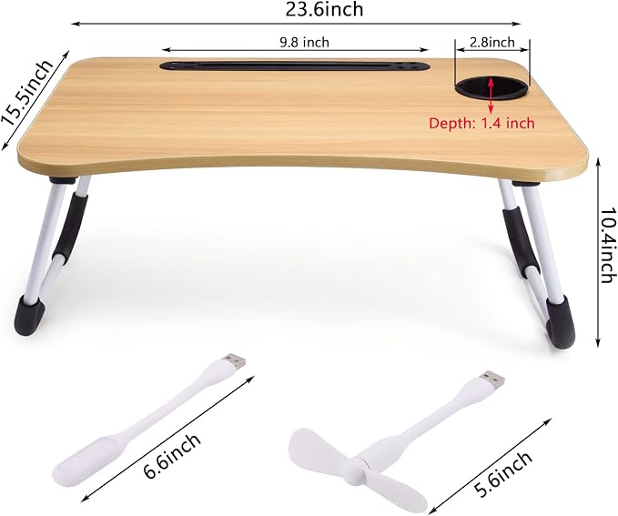 Slendor Foldable Lap Desk with Cup Holder for Bed, Couch, Floor - Image 6