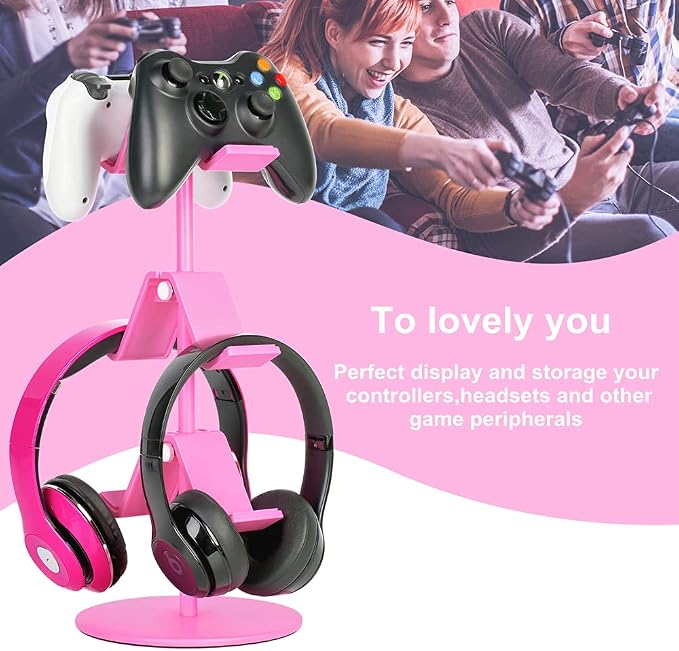 1 Pack Controller Stand Black and 1 Pack Pink Controller Holder for PS4 PS5 Xbox ONE Switch - Image 8