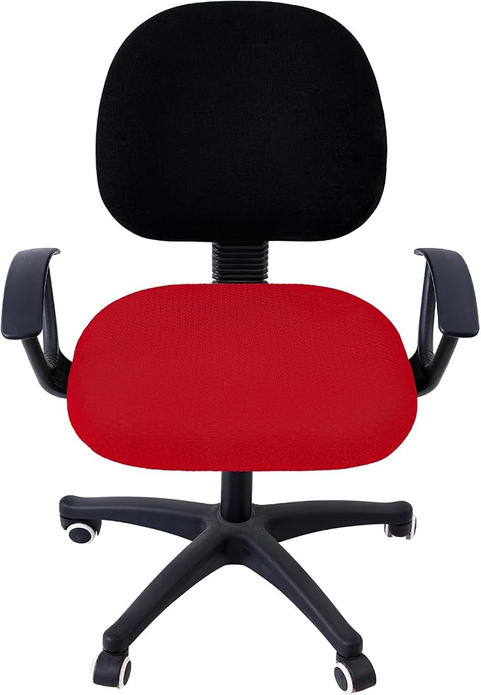 Smiry Office Computer Chair Seat Covers for Desk, Anti-dust Protector | Stretch Jacquard Removable Washable Desk Chair Seat Cushion Protectors, Red - Image 3