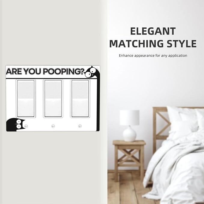 Decorative Outlet Covers Funny Bathroom Art with Are You Pooping 3 Gang Gfci Wall Plate Triple Rocker Light Switch Covers Electrical Receptacle Switchplate Plug Faceplate for Country Decor - Image 7