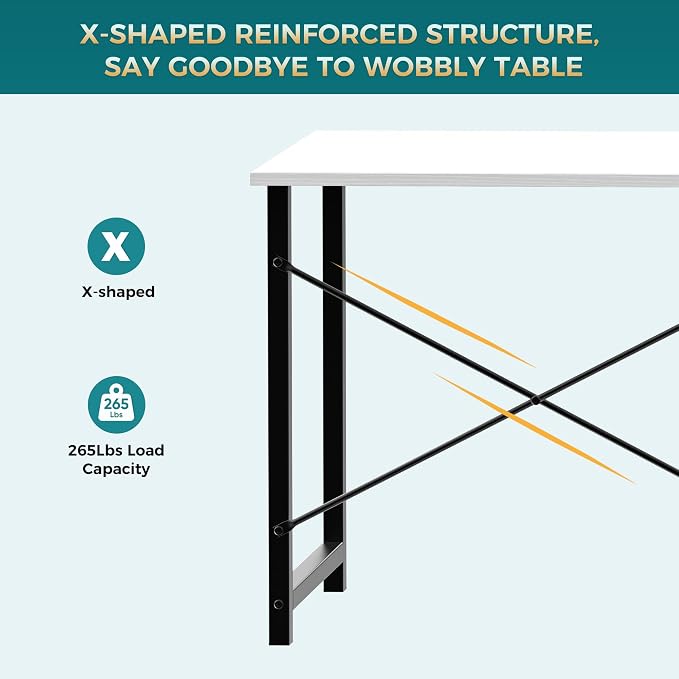 DUMOS 47 Inch Small Computer Desk, Gaming Desks for Home Office Bedroom - Image 6