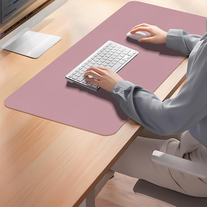 Leather Desk Pad Mat, Dusty Pink Desk Mat, 23.6" x 13.7" | Non-slip and Waterproof Computer Mat, Desk Protector for Office/Home, Desk Accessories for Women - Image 6