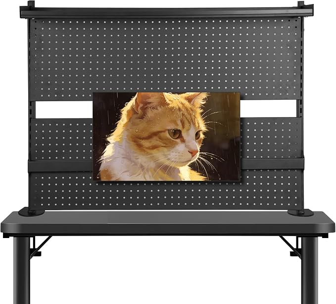 Modular Pegboard with Monitor Stands Computer Accessories Clamp On Desk Organizer Shelf 51 X 34 Inch for Home Office Dorm Gaming Desk - Image 9