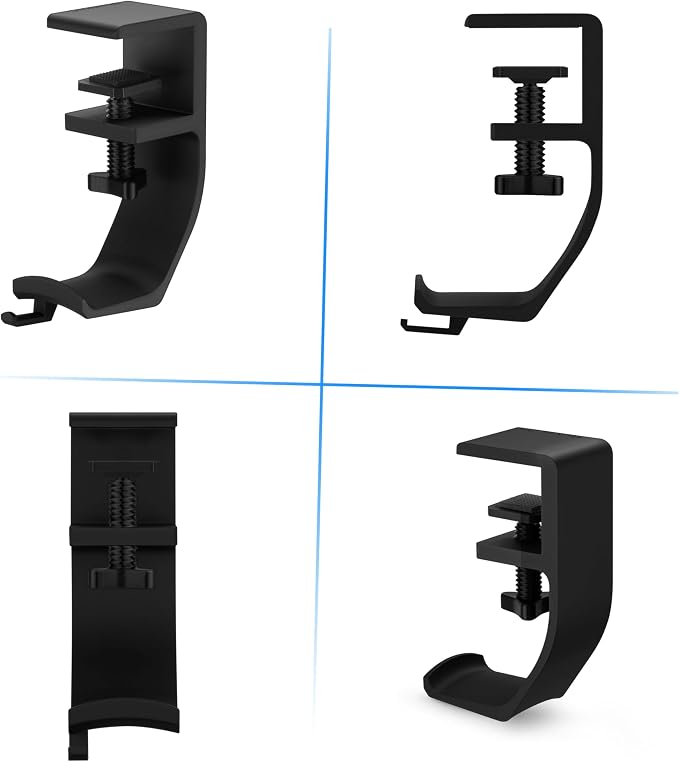 BRAINWAVZ Claw - Under Desk Headphone Hanger Stand, Screw in Place, Easy to Install with Adjustable Mounting Clamp, Suitable for All Headsets, Black - Image 8