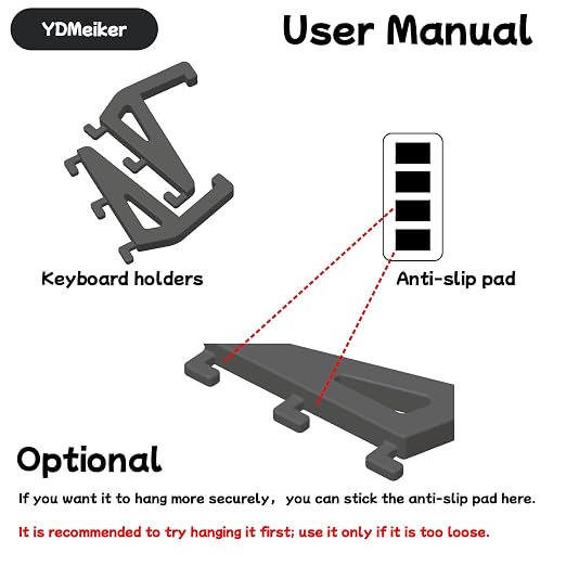Keyboard Holder Display, Storage Hook for IKEA SKADIS | Black | Pegboard Accessories |Keyboard Stand | Skadis Accessories, Gaming Office | 4PCS - Image 9