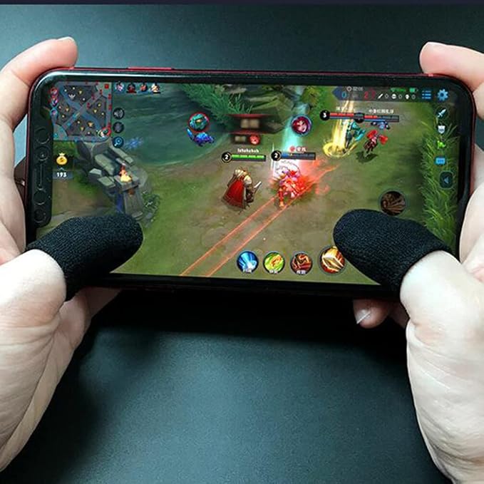 UKCOCO 10Pcs Mobile Phone Gaming Finger Sleeves, Touch Screen Finger Protector Anti-Sweat Breathable Smooth Operation Fiber Thumb Sleeve Cover for Gaming Tablet Controller Phone Game - Image 6