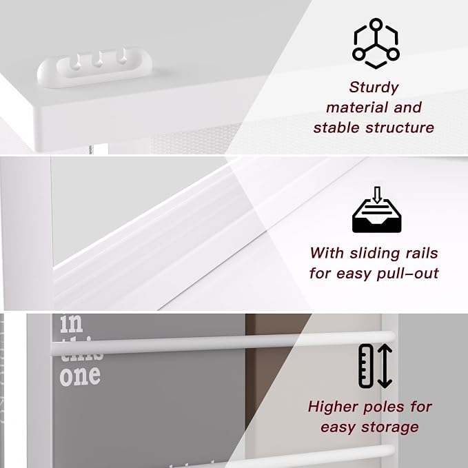 Slim Nightstand Set of 2, Narrow Side Table with Charging Station & Drawer - Image 9