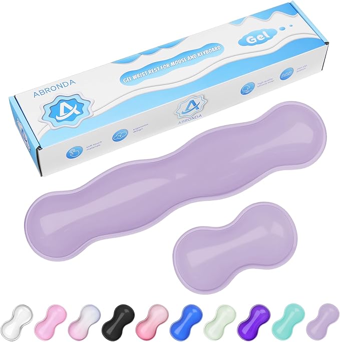 Gel Wrist Rest for Keyboard and Mouse, Wrist Rest for Keyboard, Mouse Wrist Support, Pain Relief, Cool Touch, Non-Skid, Keyboard and Mouse Wrist pad Set by ABRONDA