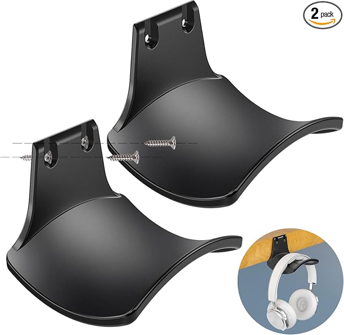 2-Pack Never Fall Headphone Hook Hanger Wall Mount Headset Holder | Stand fixted with screws for airpods max sennheiser sony bose beats akg by SIROLISA