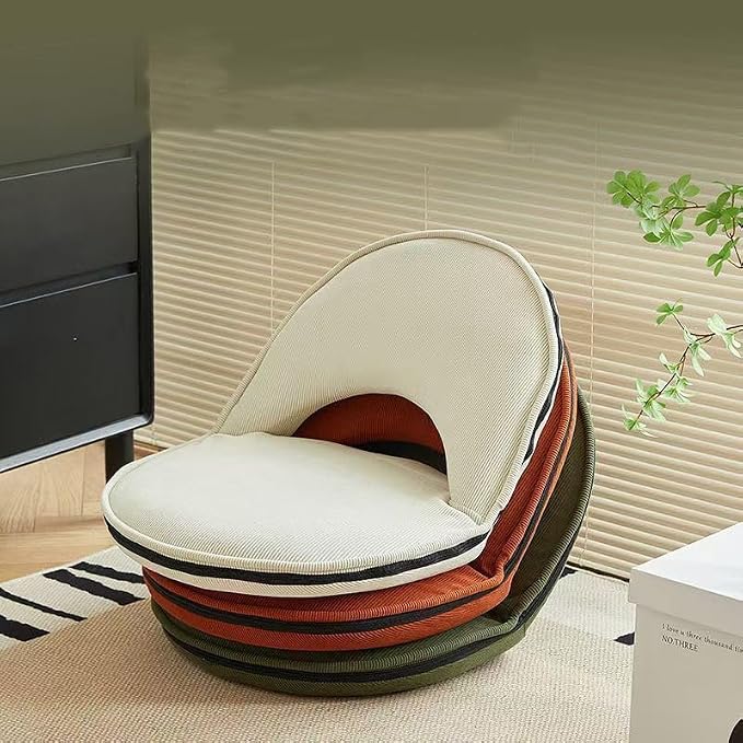 Floor Chair with Back Support, Foldable Lazy Sofa Chair for Adults, Adjustable Corduroy Gaming Reading Chair, Ergonomic Seat Cushion for Bedroom Bay Window Tatami Living Room, Beige - Image 8