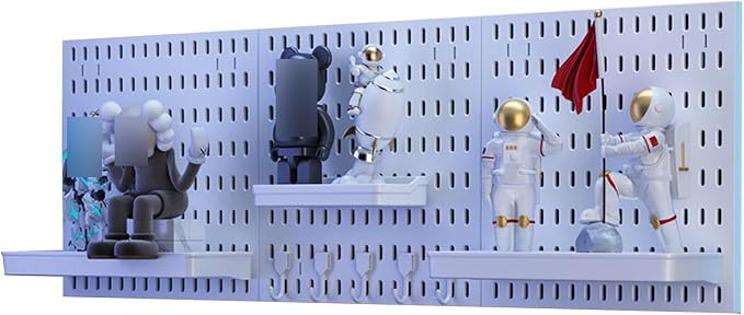 Gaming Pinboard, Desk Wall Organizer,Modular Wall Shelving For Gaming Rooms,White Plastic Desk Mounting Board,No-Drill Storage Rack For Gaming Rooms,Kitchens(35.4x11.8in) by Unknown