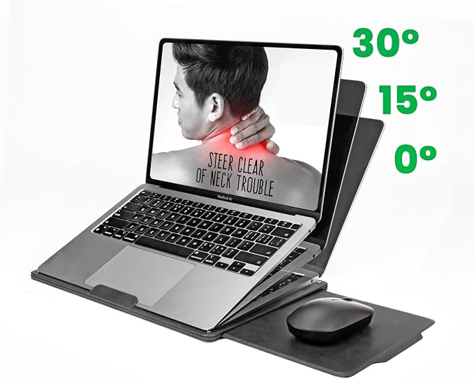 PUNCUBE Portable Lap Desk - Lap Desk with Retractable Mouse Pad, Adjustable Stand, Writing Board, Expandable Surface, and Heat Protection for Laptops and Tablets (Black) - Image 2