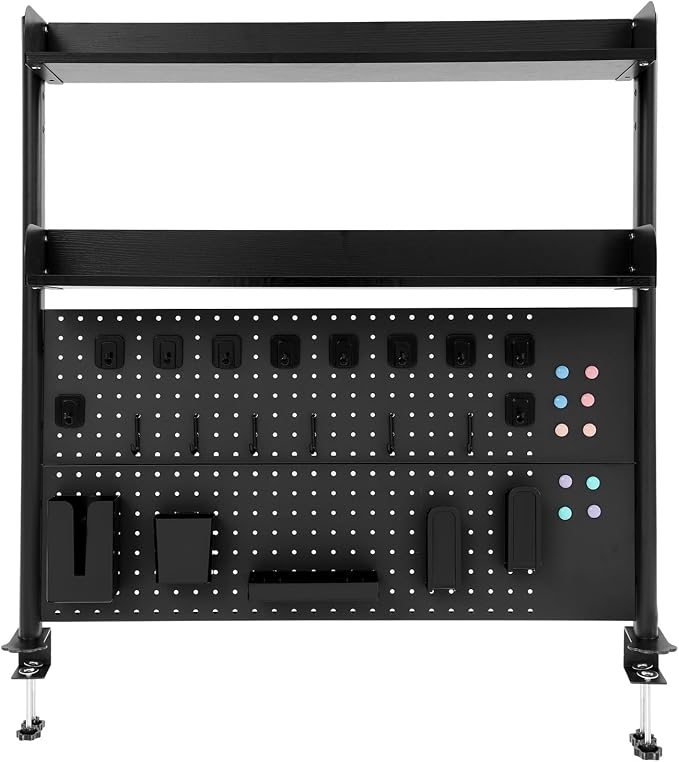 Desk Pegboard, Clamp On Desk Organizer Shelf, Desktop Bookshelf Storage Shelves, Privacy Panel for Home Office Dorm Gaming Desk, Carbon Steel, 39.4" x 37.4", Black - Image 6