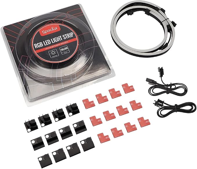 NEON Addressable RGB PC LED Strip, 2x15.7inch WS2812 RGB Rainbow Magnetic ARGB Strip for 5V 3-pin Aura SYNC, Gigabyte RGB Fusion,Mystic Light Sync, with 12pcs Strong Magnetic Brackets - Image 7