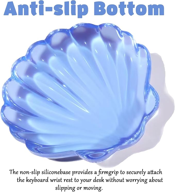Gel Wrist Rest for Keyboard and Mouse Transparent Blue Shell Keyboard Wrist Rest Set Ergonomic Cute Clear Cool Ocean Beach Mouse Wrist Pad Silicone Non-Slip Support for Computer Gaming Home Office - Image 3