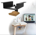 Under Desk Mount for Fosi Audio BT20A Pro with Beech Wood Headphone Hanger, Metal Amplifier Bracket Shelf for Compact Stereo Amp, Desk Organizer Holder, Black by Pyswex