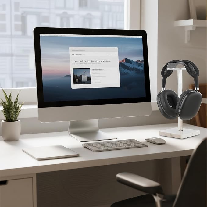 Acrylic Marble Headset Headphone Holders for Office Gaming Station - Image 9
