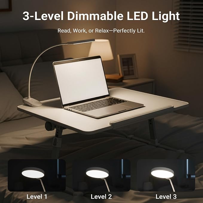 iXTRA Adjustable Laptop Lap Desk with Cooling Fan USB Light for Adults - Image 4