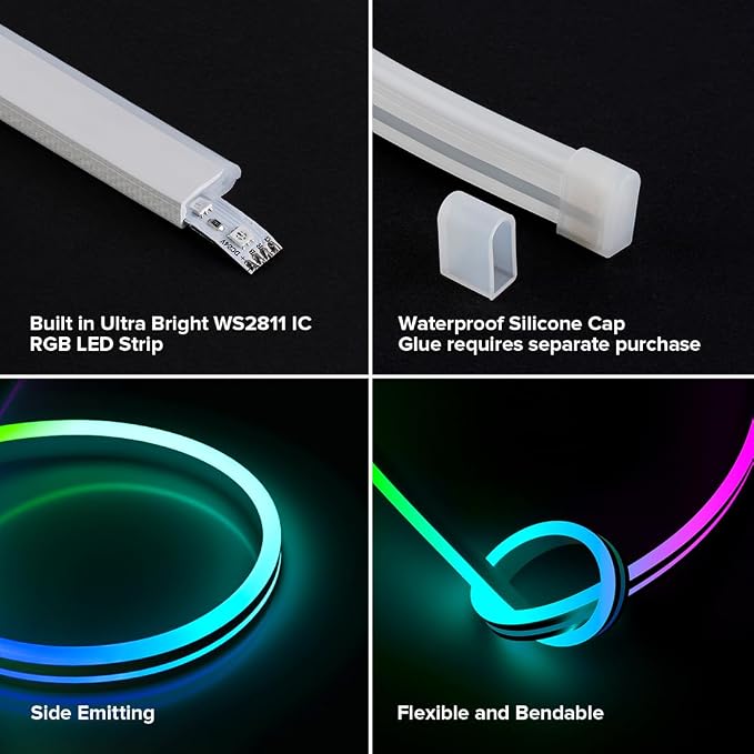 BTF-LIGHTING WS2811 IC RGB Chasing Color Side Emitting Neon Light 9.8FT - Image 5